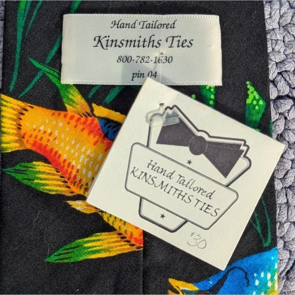 NWT Mens Black Sea Life Tie Tropical Fish Marine Ocean‎ Lake Fishing